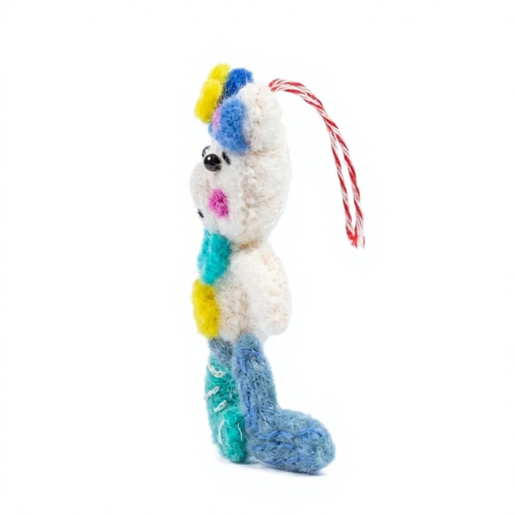 Felt Wool Mermaid Bear Ornament with Heart Decor – view 3