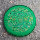 Tibetan Green Mandala Embroidery Singing Bowl Cushion - Best HimalayaBest Himalaya