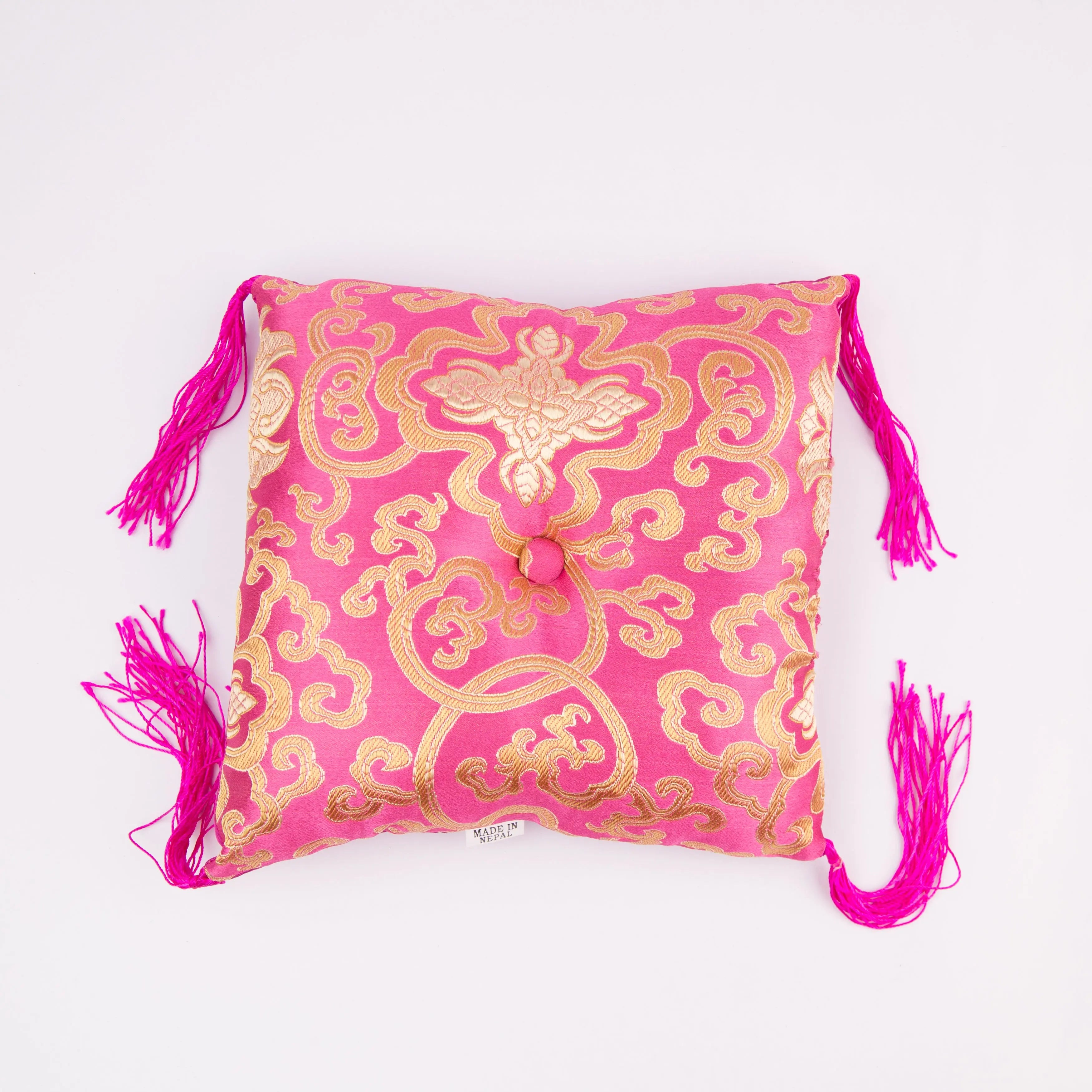 Tibetan Handmade Pink Square Cushion - Best HimalayaBest Himalaya