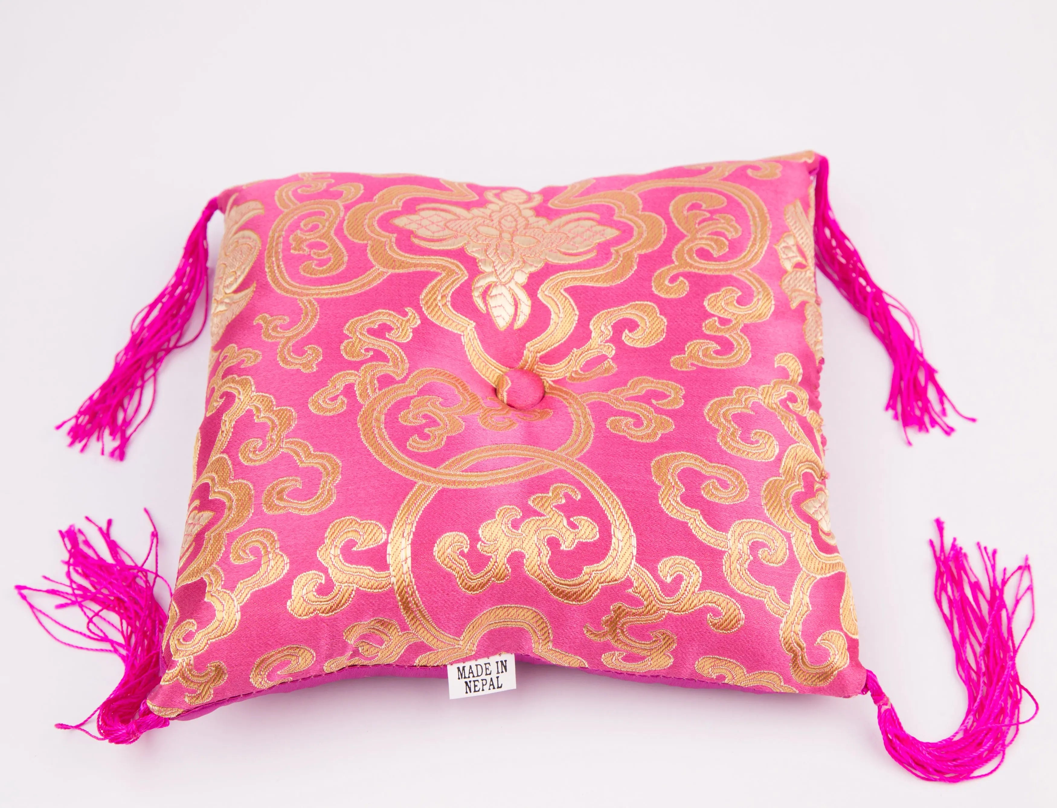 Tibetan Handmade Pink Square Cushion - Best HimalayaBest Himalaya