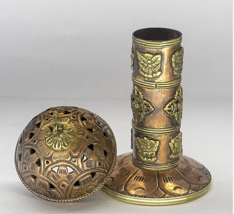 Tibetan Symbol Copper incense burner - Best HimalayaBest Himalaya