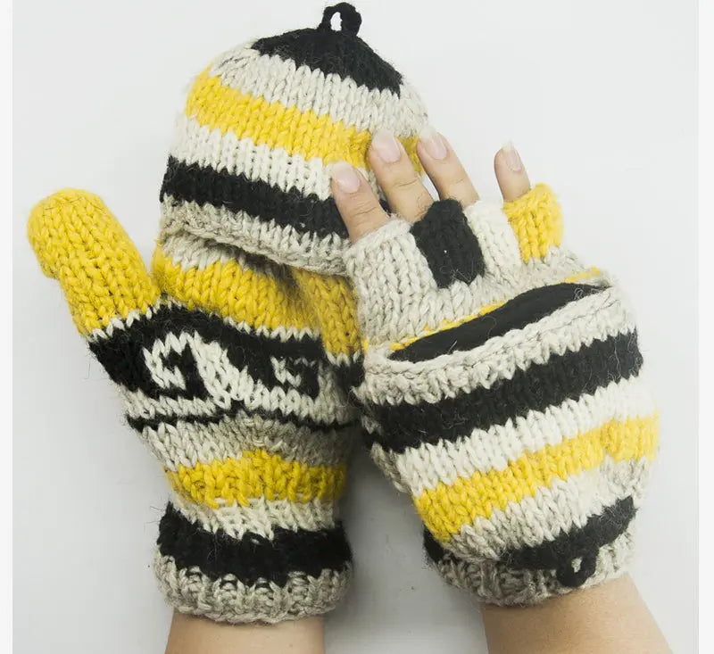 Vibrant Multicolor Woolen Hand Gloves Handmade - Best HimalayaBest Himalaya