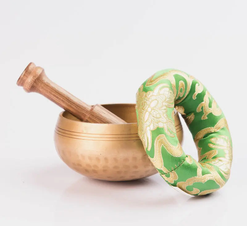 Wooden Mallet and Silk Pillow Tibetan Singing Bowl Set - Best Himalaya