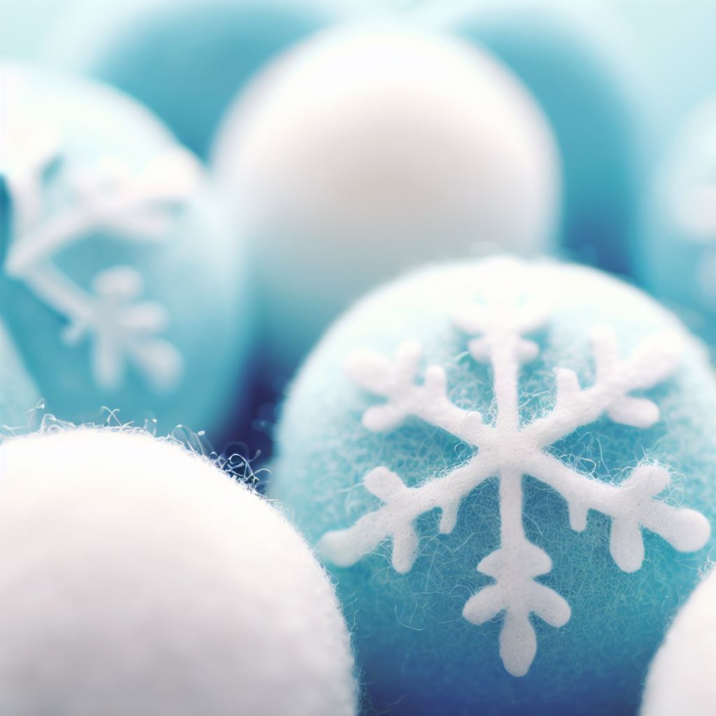 Winter Snow Crystal Pattern Needled Soft Felt Wool Ball