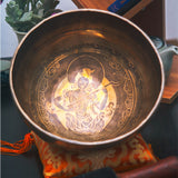 Goddess Carved Antique Finish Mantra Healing Bajra Fire Yoga Meditation Singing Bowl