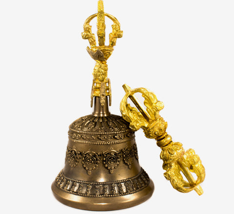 Tibetan Bell Handmade in Indian Tibetan Bell Made of Brass Useful for Yoga Prayer Meditation Singing and Spiritual Mantra Rituals Tibetan Buddhist