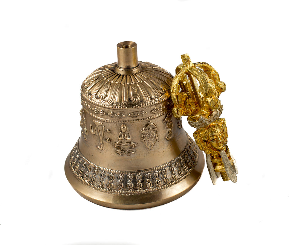9.5cm Black Tibetan Bells Chimes Vintage Brass Buddhist Meditation
