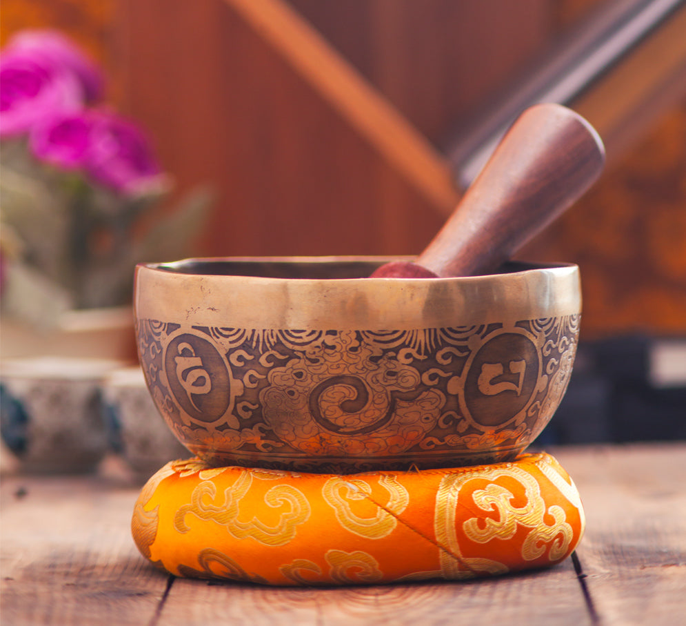 Fire and Mantra Carved Etching Singing Bowl