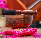 Mantra Antique Jam Bati Tibetan Bowl Silk Cushion and Wooden Mallet