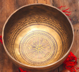 Fire and Mantra Carved Yoga Hammered Singing Bowl