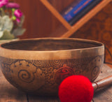 Fire and Mantra Carved Etching Singing Bowl For Chakra Healing