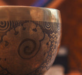 Fire & Mantra Carved Etching Singing Bowl For Chakra Healing