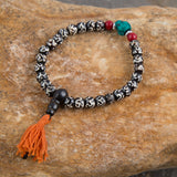 Traditional Bone and Onyx Wrist Mala OM Bracelets Buddha Beaded Lucky Healing