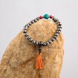 Traditional Bone and Onyx Wrist Mala OM Bracelets Buddha Beaded Lucky Healing