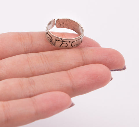 Tibetan Mantra Crafted Custom Size Finger Ring Knuckle Handmade Jewellery Gift