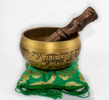 Special Tibetan Handmade Mantra Etching and Carving Singing Bowl for Meditation