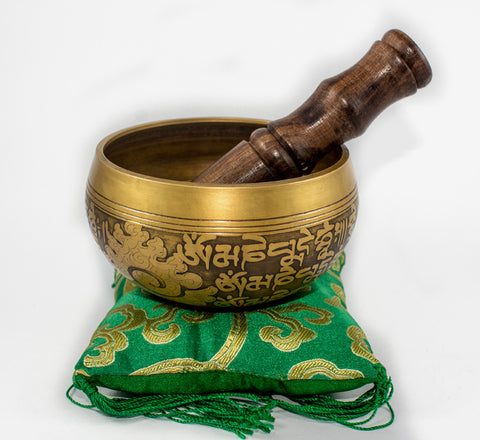 Tibetan Handmade Mantra Etching and Carving Singing Bowl for Meditation