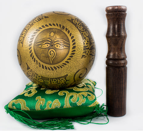Tibetan Handmade Mantra Etching and Carving Singing Bowl for Meditation