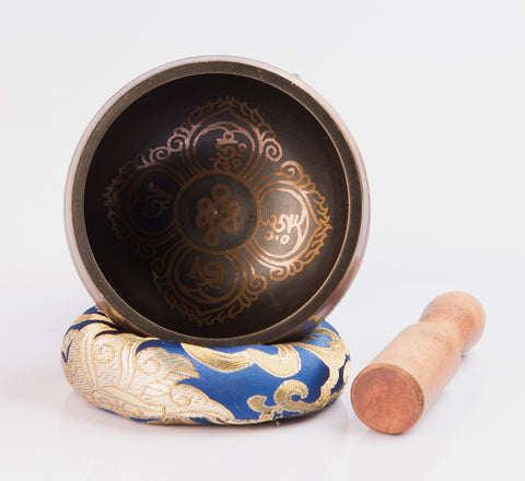 Tibetan Om Mani Brass Metal Singing Bowl for Sound Therapy and Meditation