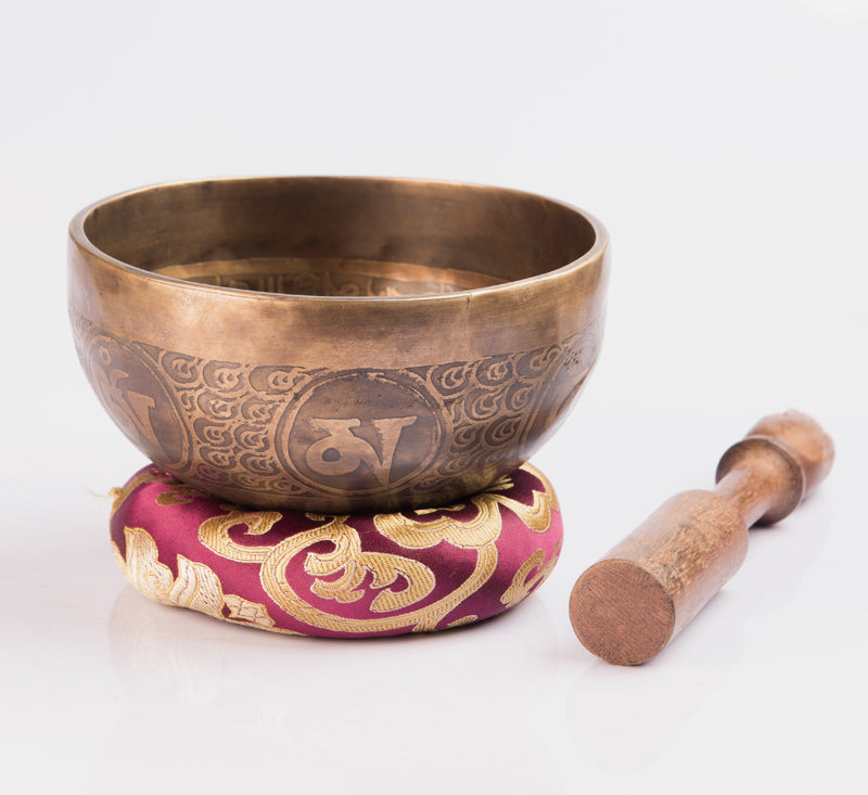Tibetan Mantra Etched & Carved Healing Faith Singing Bowl Set