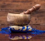 Ohm Mantra Carved Tibetan Singing Bowl Pillow Set