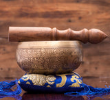 Etching & Carving Tibetan Singing Bowl Set for Meditation and Sound Healing