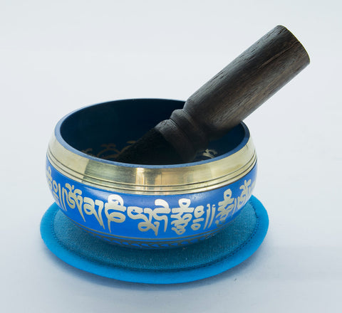 Nepal Handmade Tibetan Blue Mat Set Singing Bowl