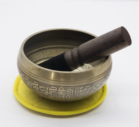 Tibetan Bronze Singing Bowl with Unique Etchings for Sound Therapy and Healing