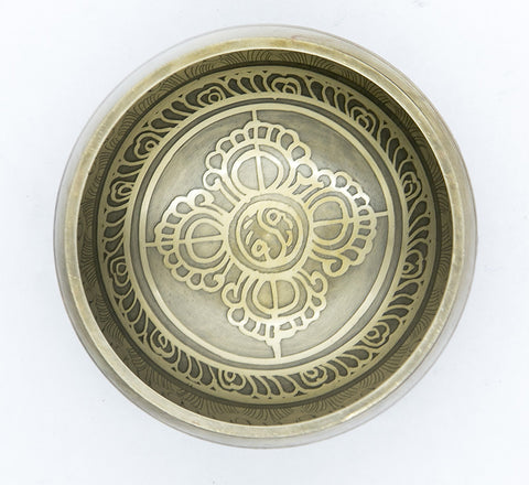 Tibetan Bronze Singing Bowl with Unique Etchings for Sound Therapy and Healing