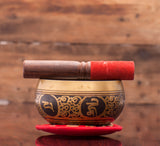 Golden Etching Tibetan Singing Bowl Handmade in Nepal