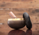 Hand Beaten Singing Bowl in Black Color Designed For Chakra Healing