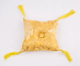 Tibetan Handmade Silk Square Cushion Yellow