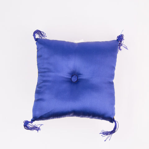 Tibetan Handmade Silk Square Cushion Blue