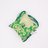 Tibetan Handmade Silk Square Cushion Green