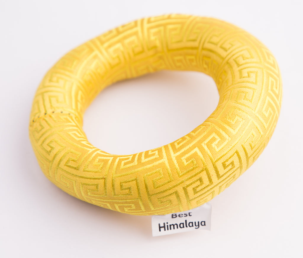 Tibetan Handmade Tibetan Fabric Singing Bowl Embroid Cushion Yellow