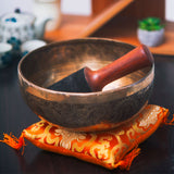 Goddess Carved Antique Finish Mantra Healing Bajra Fire Yoga Meditation Singing Bowl